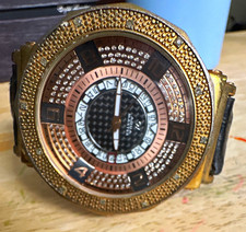 Orologio elegante analogico al quarzo Aqua cassa rotonda tono oro cinturino pelle nero