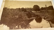 Rare Antique Victorian American Pond Landscape Large Estate Cabinet Photo 1877