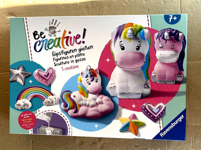 RAVENSBURGER Kreativset BeCreative Midi, Bastelset DIY Gipsfiguren gießen Einhor