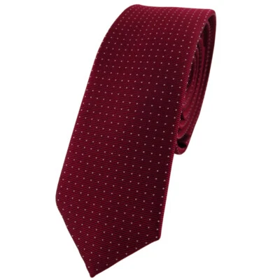 schmale TigerTie Seidenkrawatte bordeaux silber gepunktet, Krawatte 100% Seide - Bild 1 von 2