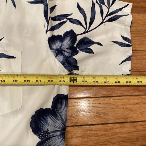 Camicia uomo hawaiana Palm Wave camicia aloha taglia XL - bianco / blu navy floreale - Foto 6 di 7