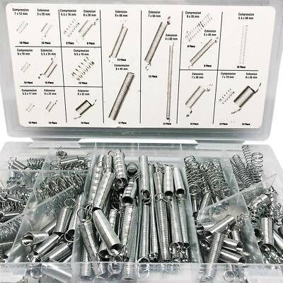 200-teiliges Federn Set - Zug- & Druckfedern In Sortierbox Für Reparaturen