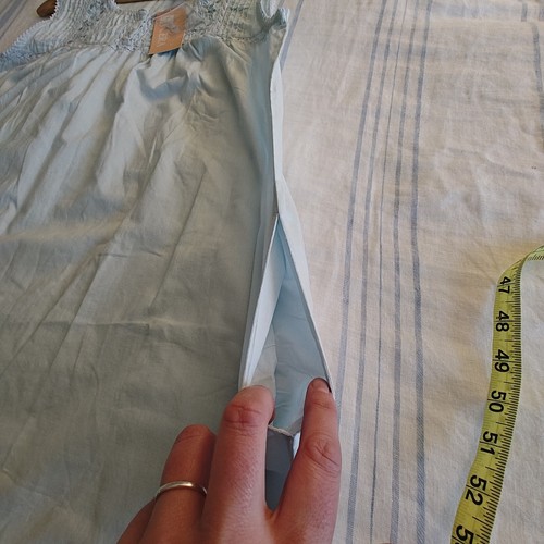 NWT Light Blue LA CERA 100% Cotton Woven Sleeveless Nightgown Cottage Core Sz M - Picture 12 of 14