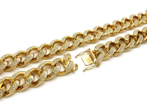 NEW HIP HOP RAPPERS 18mm ICE BLING MIAMI CUBAN CHAIN - Picture 5 of 7