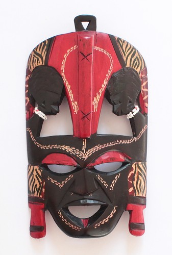 geschnitzte afrikanische Maske handbemalte Holzmaske Massai Maske aus Südafrika - Bild 12 von 14