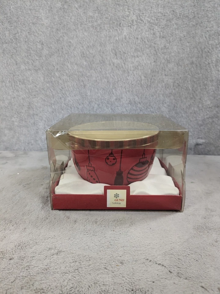 Taza de sopa diseñada con adorno navideño navideño rojo Gund en caja Foto 2 de 4