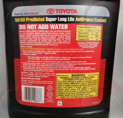 2 Gallons Super Long Life 50/50 Pink Antifreeze Coolant for Toyota