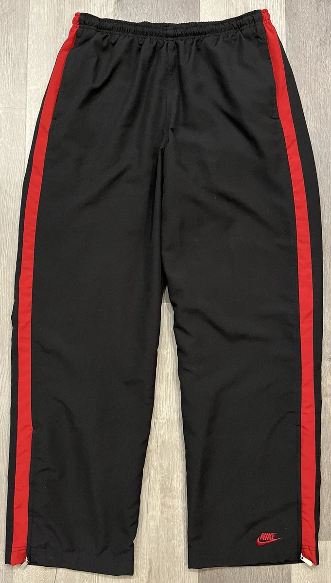 Vintage Nike Mens Black/Red Cloth Lined Windbreaker Loose Track Pants -  Large