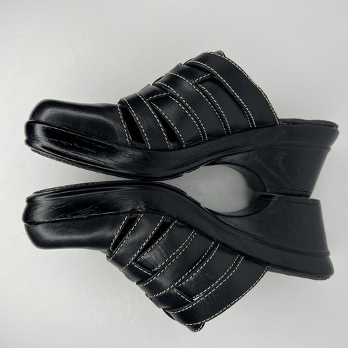 Dr Scholl's Brenna Double Air Pillow Mules Womens Size 8 Black Leather Clogs - Picture 6 of 9