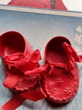 Adorables chaussures  mocassins  anciens  rouges   poupée  bourrée , baigneur...