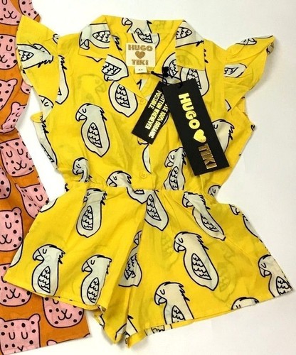 Hugo Loves Tiki Ruffled Play Suit Romper Organic Cotton Baby 0-3 Yellow NWT - Picture 1 of 10