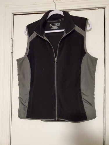 Tek Gear jacket vest fleece full zip Sz XL black gray mock collar pockets vguc - Picture 4 of 7