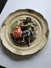 Vintage 3D Chalkware Plaster Relief Victorian Wall Art Plaque Decor 1960's