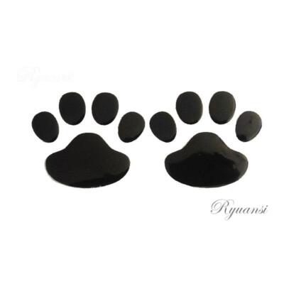 2PCS Black 3D Cat Dog Footprint Car Sticker Badge Bear Paw Paws Animal Pet Lover