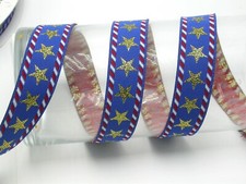 Stars Stripes Jacquard Ribbon 1" 25mm 5 yards, woven patriotic sewing trim