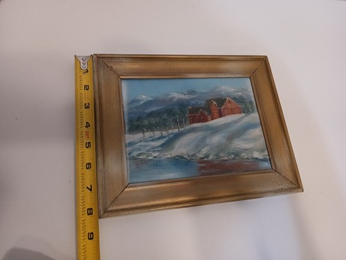 PINTURA DE PAISAJE ORIGINAL AL ÓLEO A BORDO CASA CON VISTA A LA MONTAÑA DE LESLIE - Imagen 14 de 23