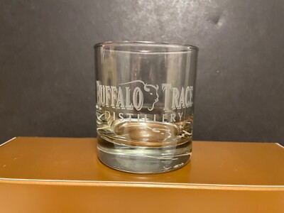 Buffalo Trace Bourbon Etched Rocks Glass   Distillery Logo Whiskey Tumbler