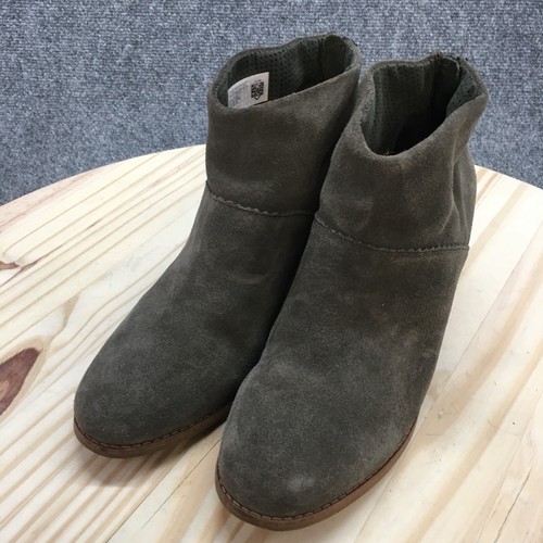 TOMS Boots Womens 8 Leila Ankle Booties Gray Suede Tasseled Back Zip Low Heels - Picture 3 of 18