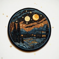 Steampunk Planet Patch Embroidered Iron-on Applique Winter Imagination Artist