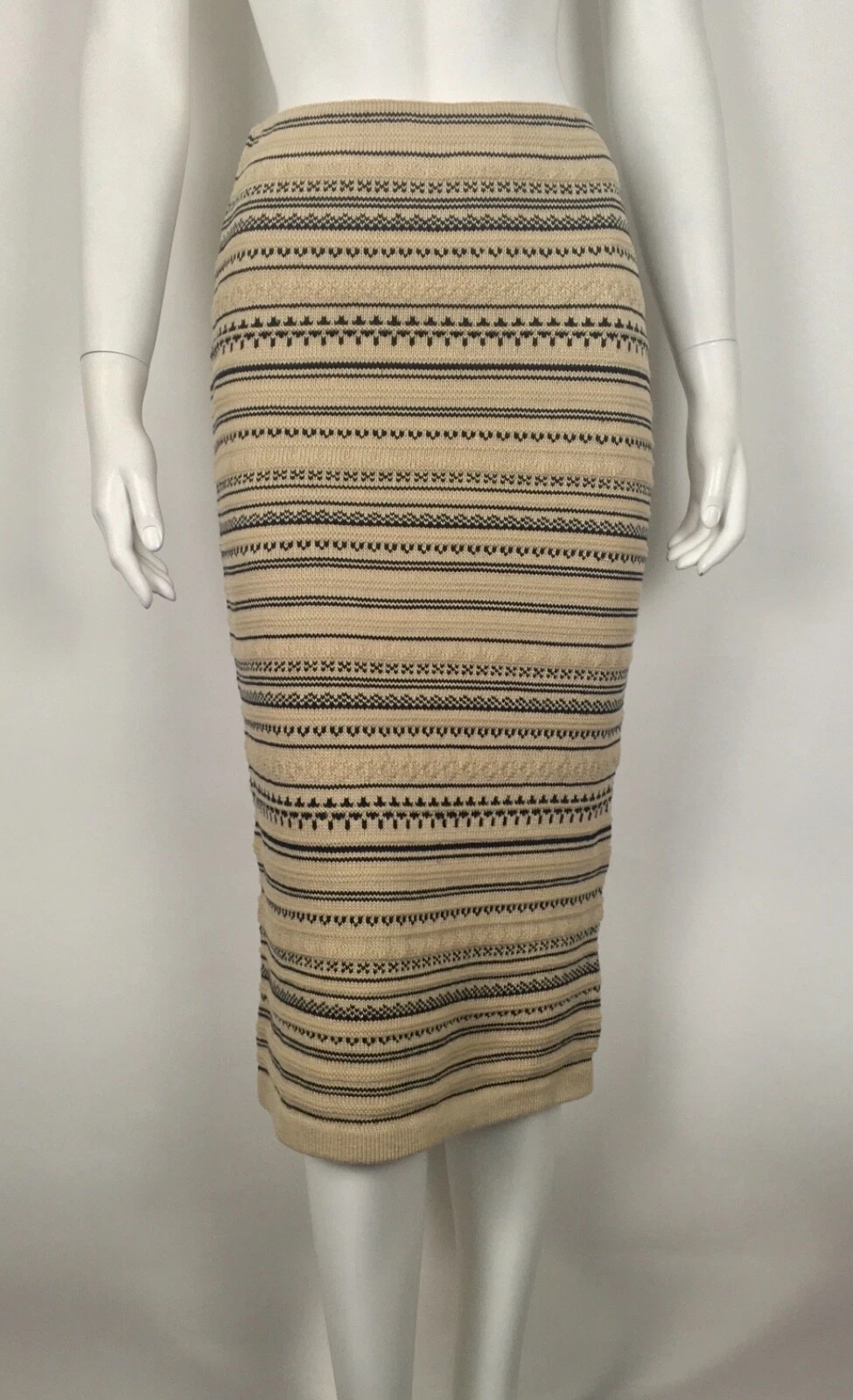 Ralph Lauren Sweater Skirt Midi Straight Pencil NWT $155 Linen/Cotton Aztec S L