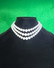 VINTAGE JAPAN MILK GLASS GRADUATED BEADED TRIPLE STRAND NECKLACE!