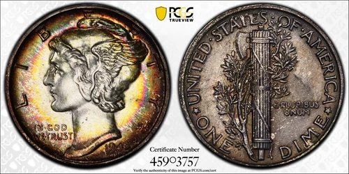 1945 Mercury Dime Ms63 Toner Baby Amazing Color