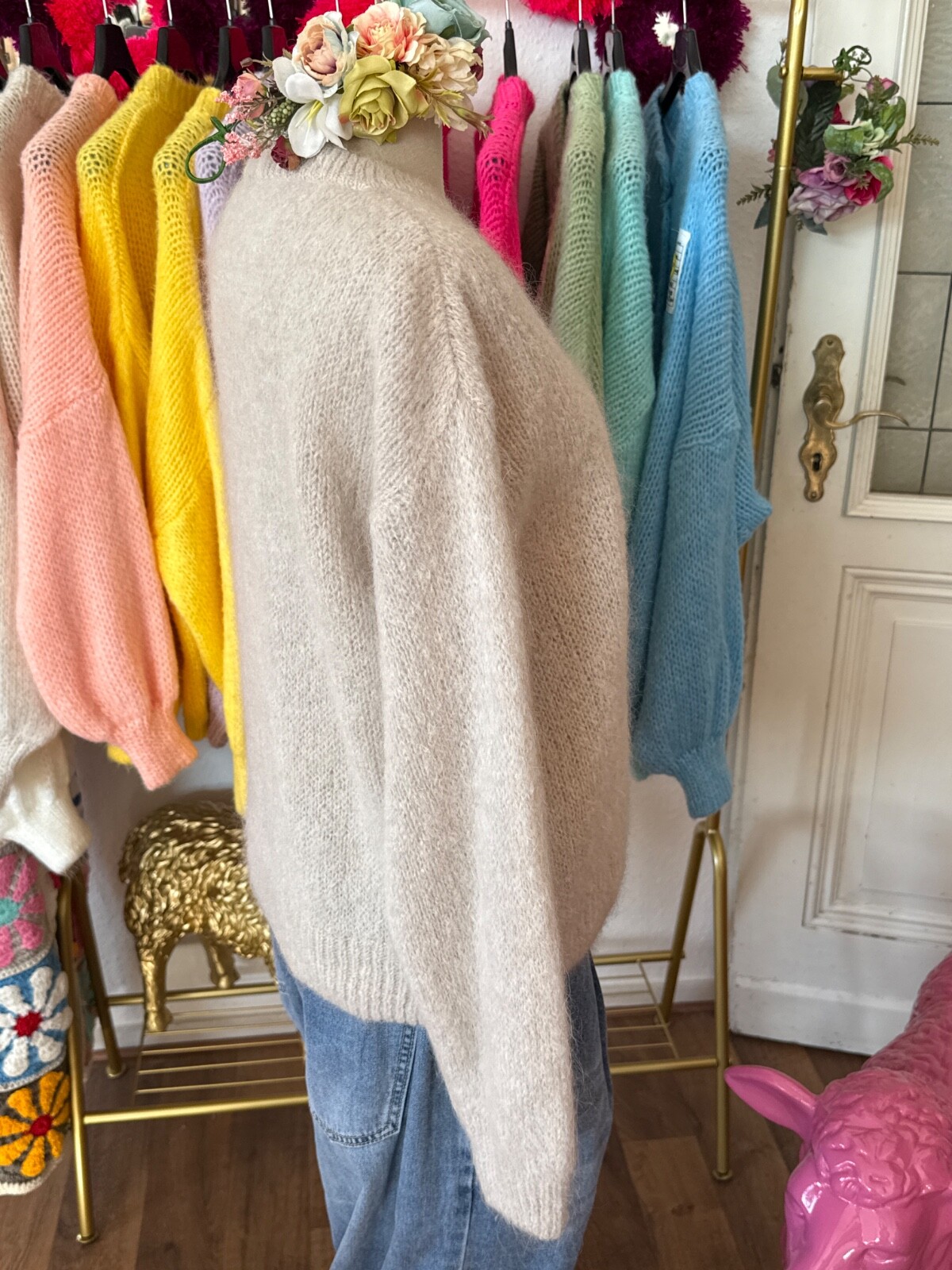 Italy Strick Cardigan Strickjacke Jacke Gr. 36 38 40 42 Beige