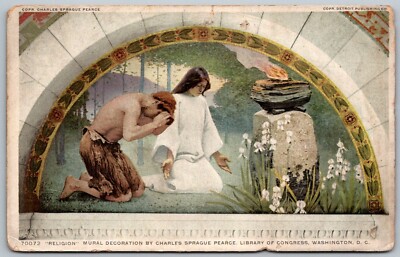 Washington DC c1915 Embossed Postcard Library Of Congress Religion Mural