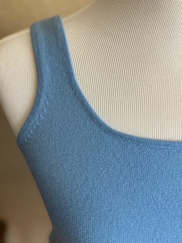 Nordstrom Cashmere Women Tank Top Blouse Size S Sleeveless Blue Solid Vintage
