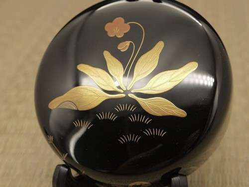 Japan Lacquer Wooden Tea caddy Hira-Natsume Adorned with Spring Feild Maki-e 207 - Foto 12 di 15