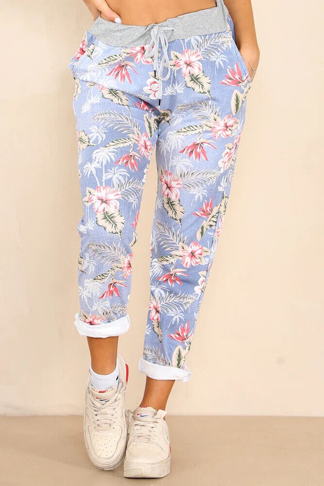 Blue Sunflower Print Women's Joggers