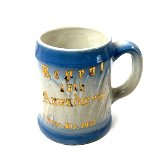 Vintage salt glaze Cattails Stoneware Mug Stein Repeal 18th Amendment 1932