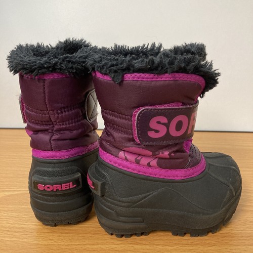 Sorel Commander Toddler 4 Snow Boot Pink Purple Winter Lined Waterproof Girl Boy - Picture 10 of 12