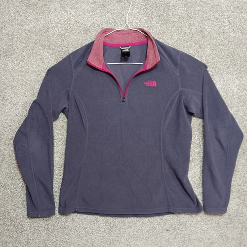 North Face Fleece Jacket Womens M Purple Mock Neck Quarter Zip Thermal