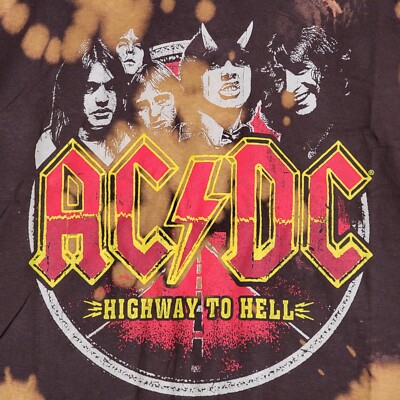 ACDC Shirt Mens EXTRA LARGE XL BROWN BLEACH HIGHWAY TOO HELL RETRO AC/DC NWT