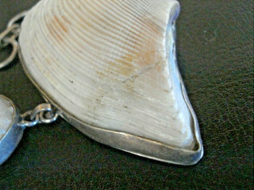 RARE BEAUTIFUL VTG. PEARL & REAL SEA SHELL Sterling Silver LINK Bracelet. - Picture 11 of 11