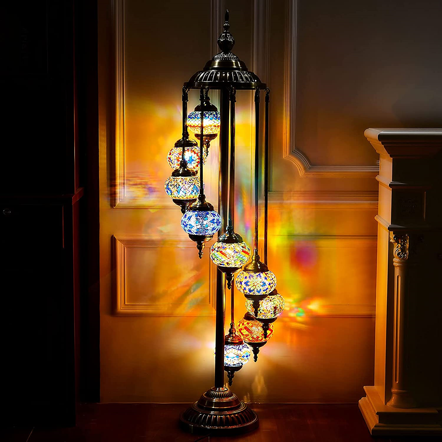 9 Globes Turkish Floor Lamp Bohemian Floor Lamp Glass Moroccan Lighting