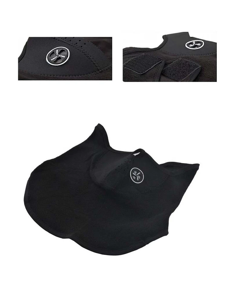 Maschera Protettiva Viso Antivento Moto Sotto Casco Sci Nero Unisex Neoprene - Immagine 4 di 4