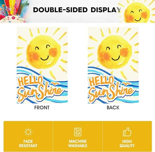 Hello Sunshine Summer Garden Flags for Outside -12x18 Double-Sided Cute sun - Afbeelding 3 van 6