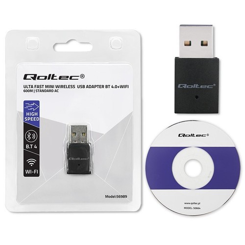 Qoltec Wireless Ultra Veloce Mini Adattatore WiFi Standard AC BT 4.0 USB - Zdjęcie 7 z 11