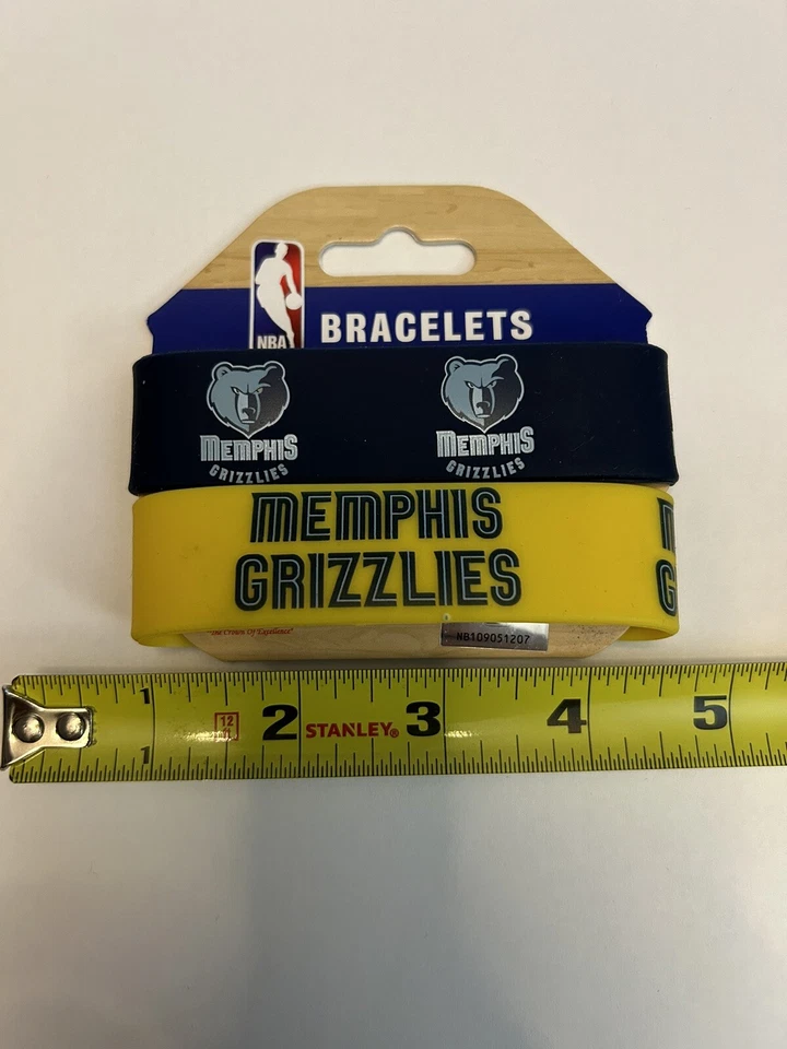 Juego De 2 Pulseras Anchas Memphis Grizzlies NBA Goma Silicona Foto 3 de 4