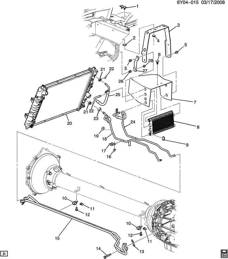 2006-2009 Cadillac XLR 4.4L V8 tubo de mangueira refrigerador de óleo transmissão automática 15292031 - Imagem 4 de 4