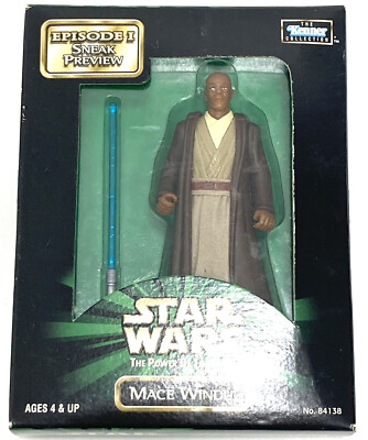 1998 Kenner Star Wars Mace Windu Sneak Preview Mail-away Blue Lightsaber New Vtg