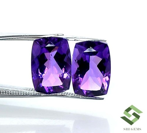 Certified Natural Amethyst Cushion Cut Pair 14x10 mm 12.48 Cts Loose Gemstones - Picture 6 of 7
