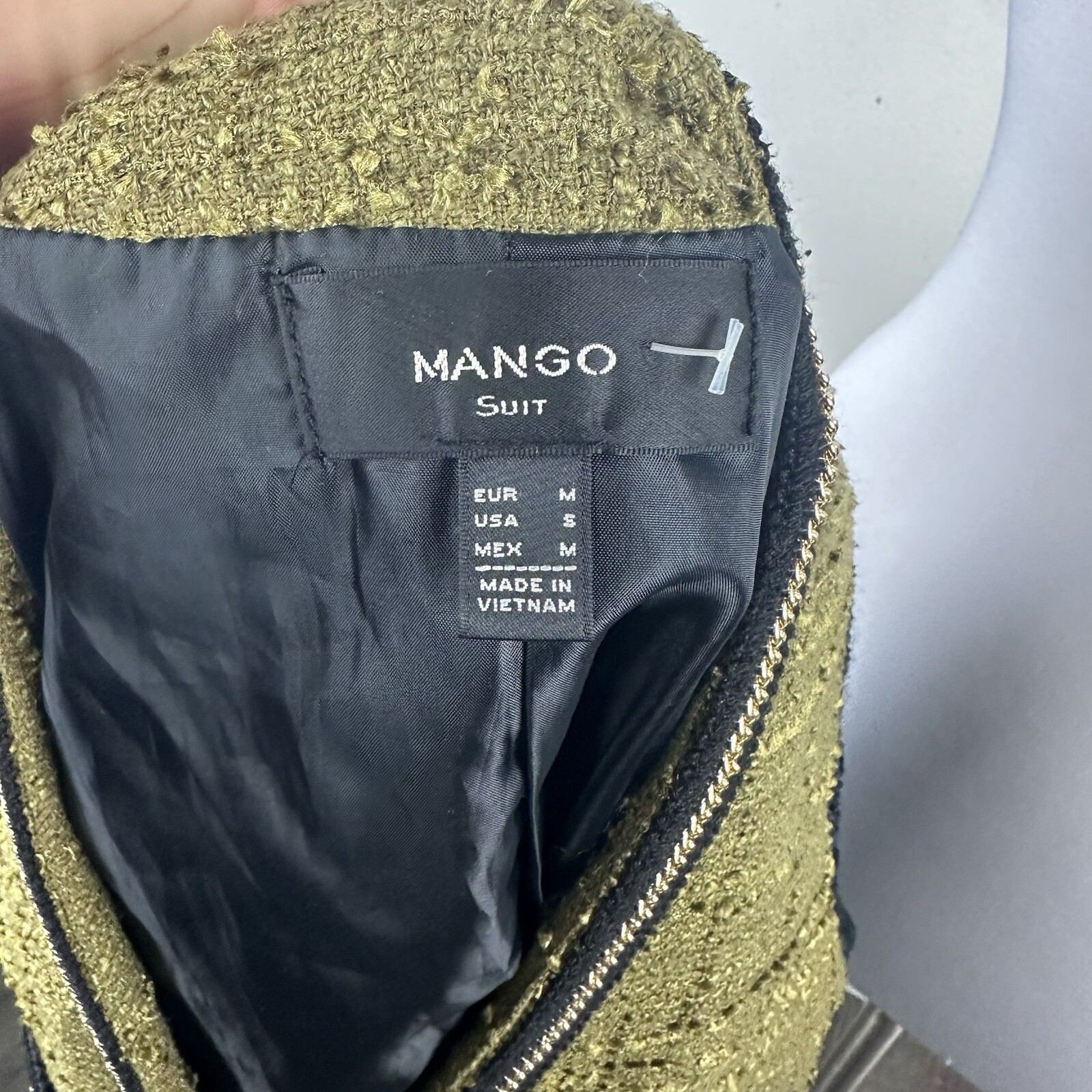 Mango Suit Blazer Jacket S Boucle Gold Chain Acce… - image 9