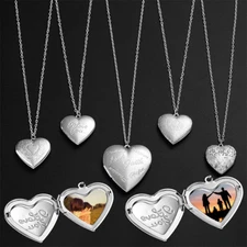 Carved Design Love Necklace Personalized Heart-shaped Photo Frame Pendant Neckla