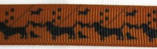 Dog Silhouette Grosgrain ribbon BTY 5/8 Cute Puppy brown Black Multi Breed Leash