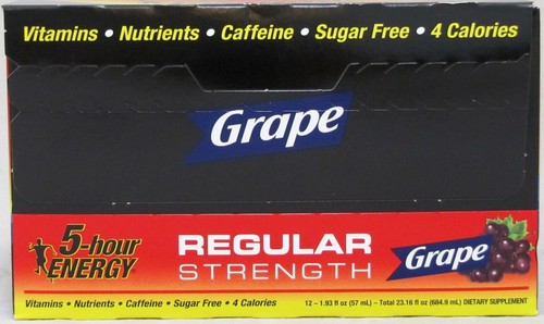 5 Hour Energy Grape Flavor 12 Count Box 1.93 oz Shots Sugar Free Ship Hr Five - Picture 3 of 9