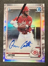 2020 Bowman Chrome 1st Quit Cotton Rookie Prospect Auto Refractor /499 Reds