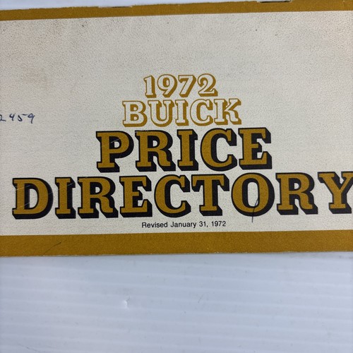 1972 Buick Price Directory Order Book Manual GS Century Riviera Wagon Upgrades